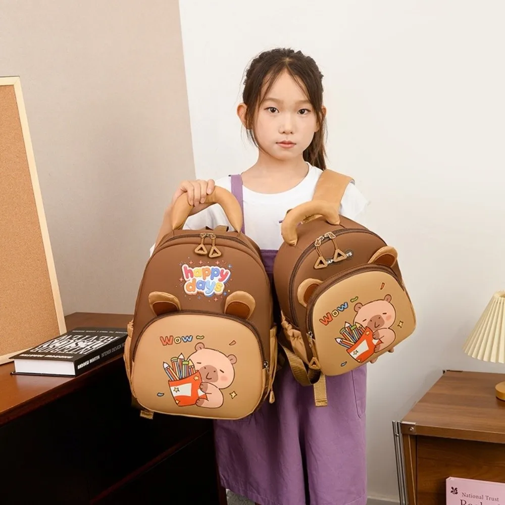 

Kawaii Cartoon Capybara Backpack Nylon Large Capacity Capybara School Bag Lightweight Multi-pocket Kindergarten Backpack