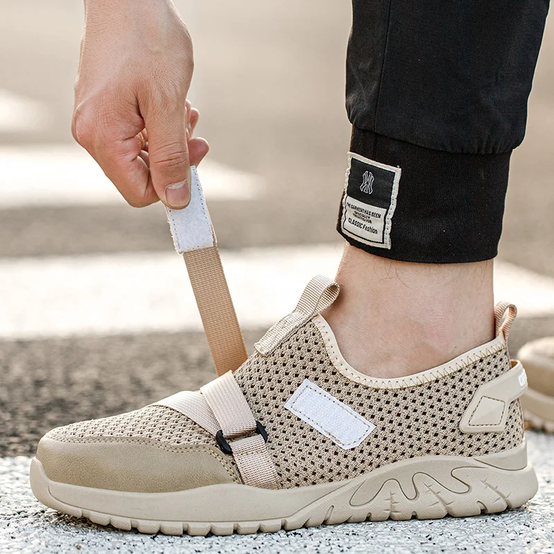 Zapatillas de trabajo de malla para hombre, zapatos de seguridad aislantes con punta compuesta, antipinchazos y antigolpes, calzado protector de verano