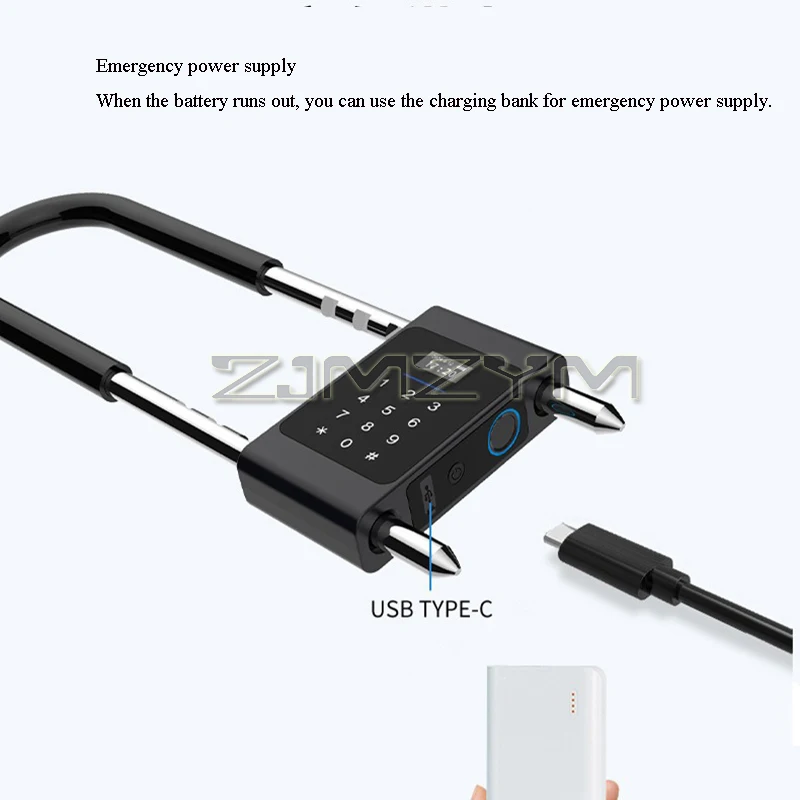 Fingerprint U-Type Lock Electronic Smart Digit Lock Bluetooth IC Card Lock Office Anti-Theft Waterproof Door Lock App Controlled