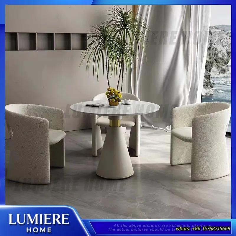Modern Minimalist Coffee Chair Set for Lobby Reception Room with 1 Table and 4 Chairs Comfortable Lounge Seating for Cafe
