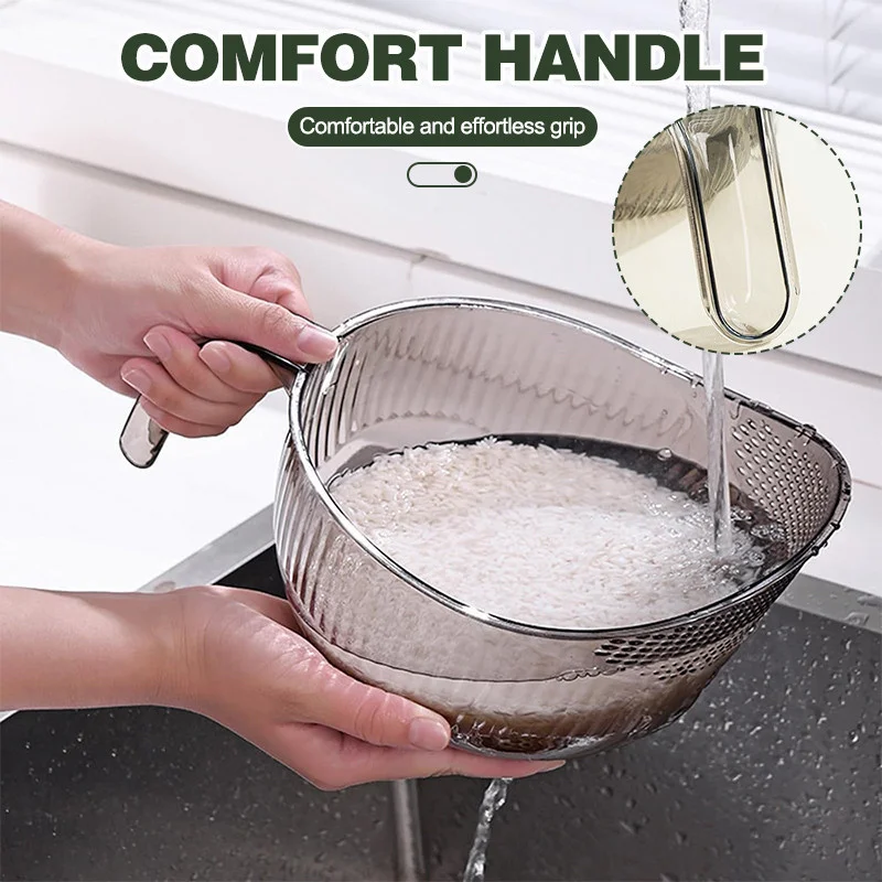 Rice Sieve Plastic Colander Kitchen Drain Basket With Handles Rice Bowl Strainer Basket Sink Drain Kitchen Gadgets Accessories