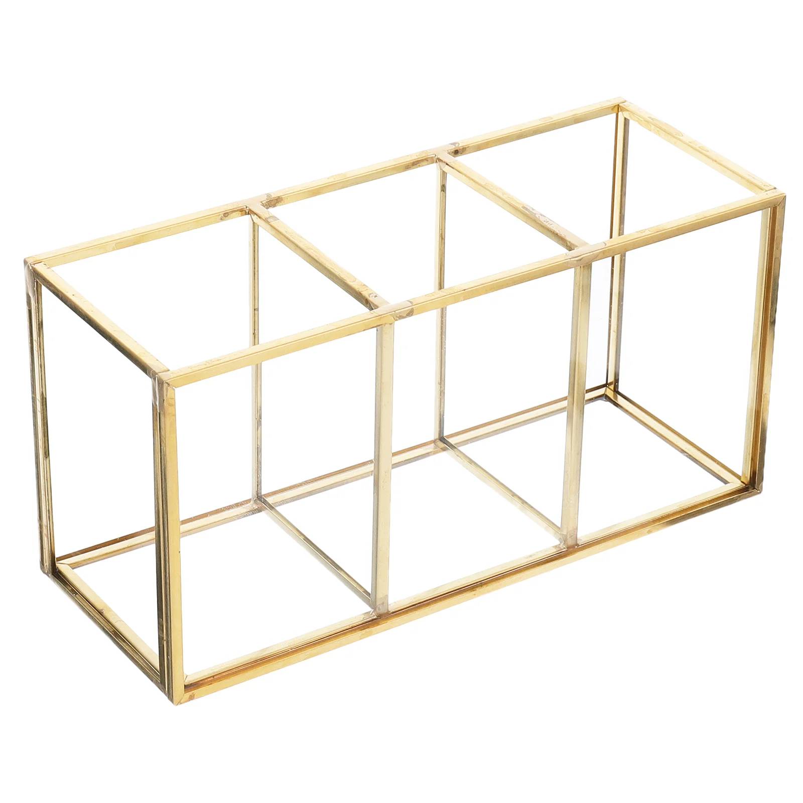 

Large Jewelry Organizer Decorative Storage Boxes for Makeup Golden Glass Countertop
