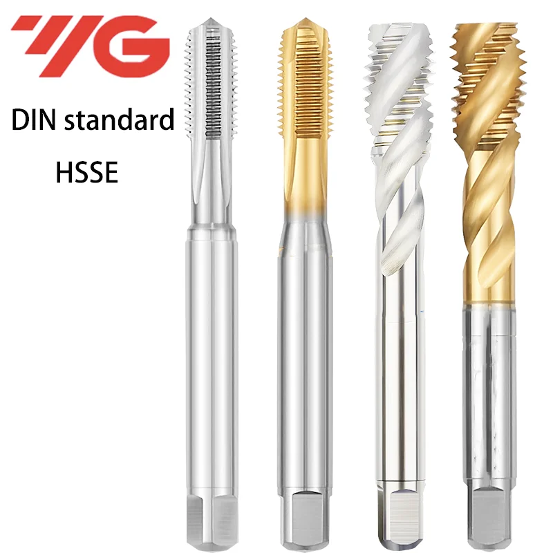 DIN Standard Spiral Fluted Tap 1pcs M2 M2.5 M3 M4 M5 M6 M8 M10 M12 M14 M16 M18 M20M24M27M30 YG Pointed Screw Thread Taps