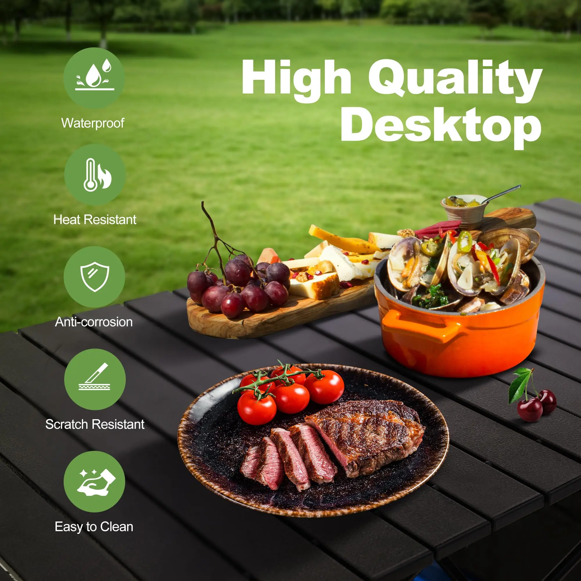 Folding Camping Table Portable Roll-up Table With Adjustable Height Large Storage Bag Carrying Bag For Outdoor&Indoor Picnic BBQ image 5