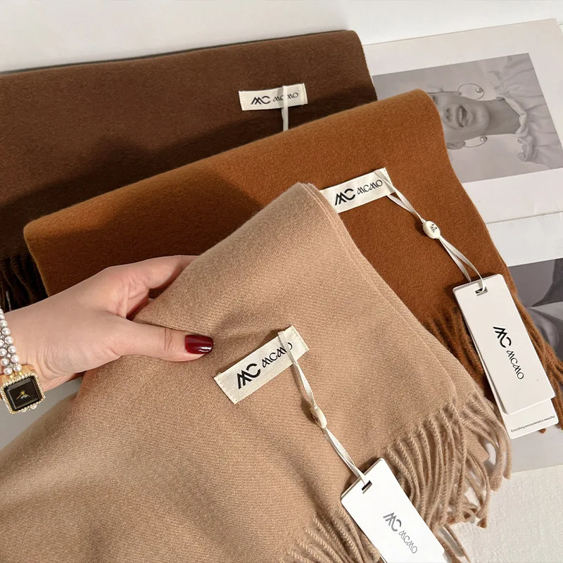 

200*70cm Solid Color Luxury Women Scarf Winter Fashion Warm Shawls Faux Cashmere Scarves Tassel Pashmina Lady Wraps Hijab