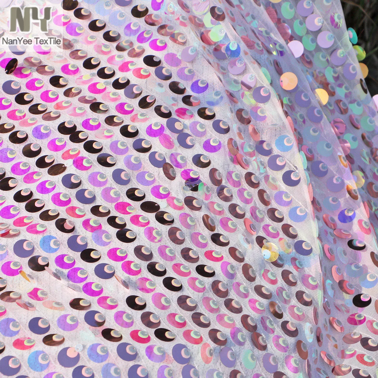 7+9+18mm Mixed Sequins Striped 3 Layers Lapped Embroidered Sequin Tulle Fabrics For Dress Party Clothing