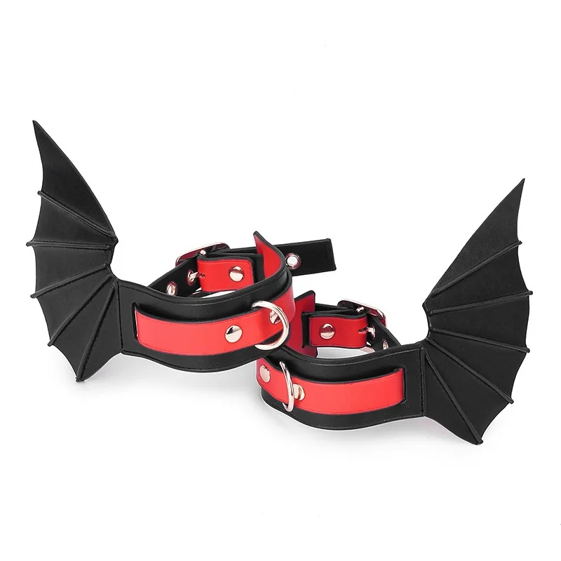 أصفاد جنسية على شكل خفاش مع أجنحة جلدية قابلة للتعديل ثلاثية الأبعاد SM دعامة لضبط الجسم للزوجين يمزح لعبة الجنس للبالغين