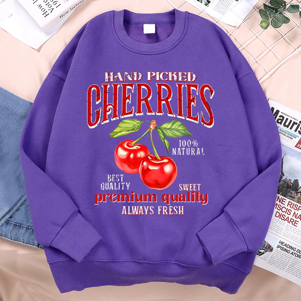 Hand Picked Cherries Premium Quality Hoodies Mens Harajuku Loose Hoody Oversize Loose Clothes Fashion Fitness Sweatshirt Women