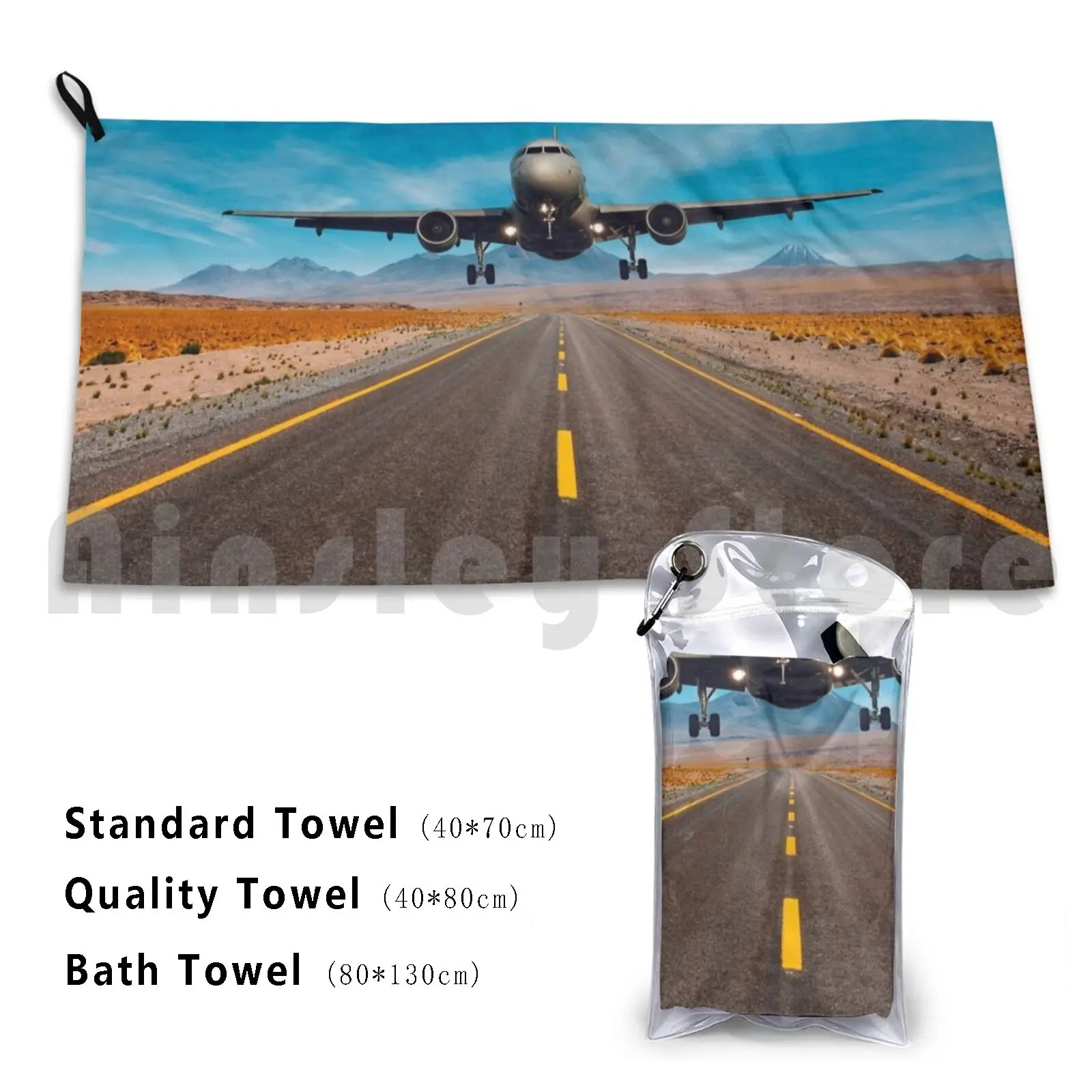 Landing On Highway Beach Towel Quick Dry Quality Towel Plane Planes Jets Jet Engine Airplane Fighter Jet Air Force