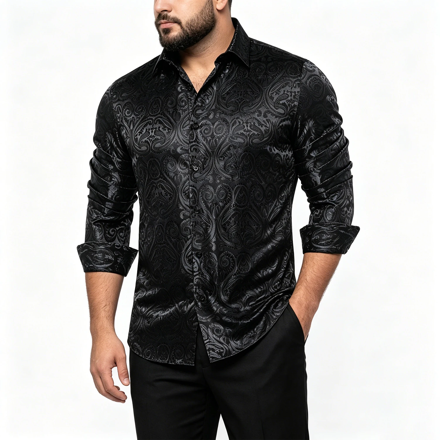 

Vintage Floral Paisley Print Collared Shirt Fashion Streetwear for Daily Look