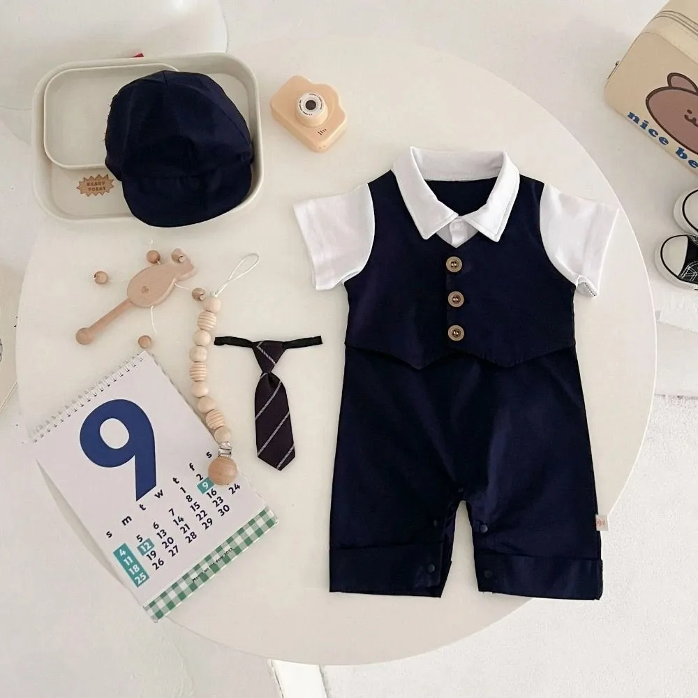 

False Two-piece Baby Jumper Romper Bodysuit Fluffly Infant Jumpsuit Cotton Toddle Romper Newborn Shorts Climb Suit Infant Wear