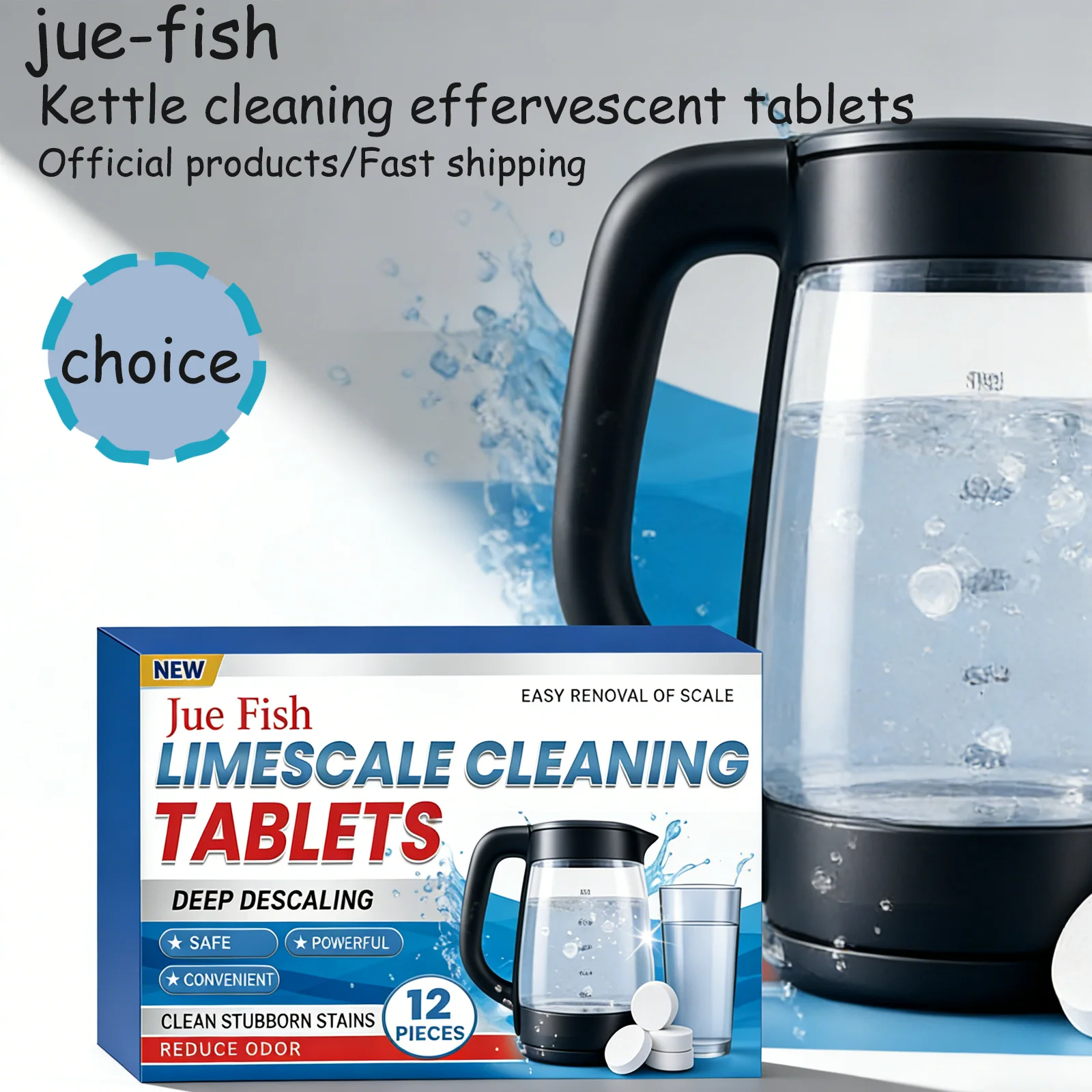 Tabletas efervescentes descalcificadoras para hervidor, disuelve rápido, sin fregar, eliminador de calcala de calidad alimentaria, limpiador para hervidor eléctrico