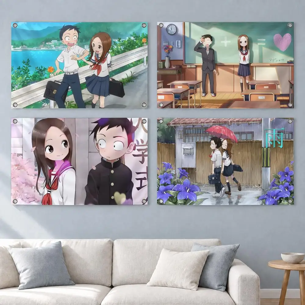 Romantic Anime Teasing Master Takagi-san Flags Indoor Outdoor Wall Banner Home Room Decor Hanging Art Backdrop