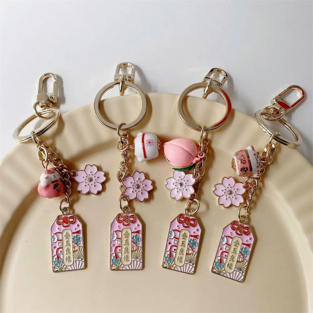 Pendant Friend Backpack Keyring Maneki Neko Pendant Phone Charm Sakura Amulet Keyring Lucky Cat Keychain Mobile Phone Strap