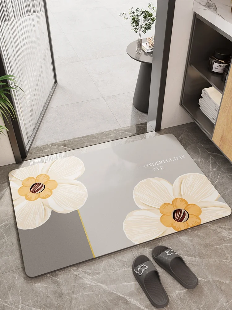 

Простой коврик для ванной в стиле Ins, силиконовый впитывающий коврик с рельефным узором, противоскользящий быстросохнущий коврик для туалета и входа, для домашнего использования