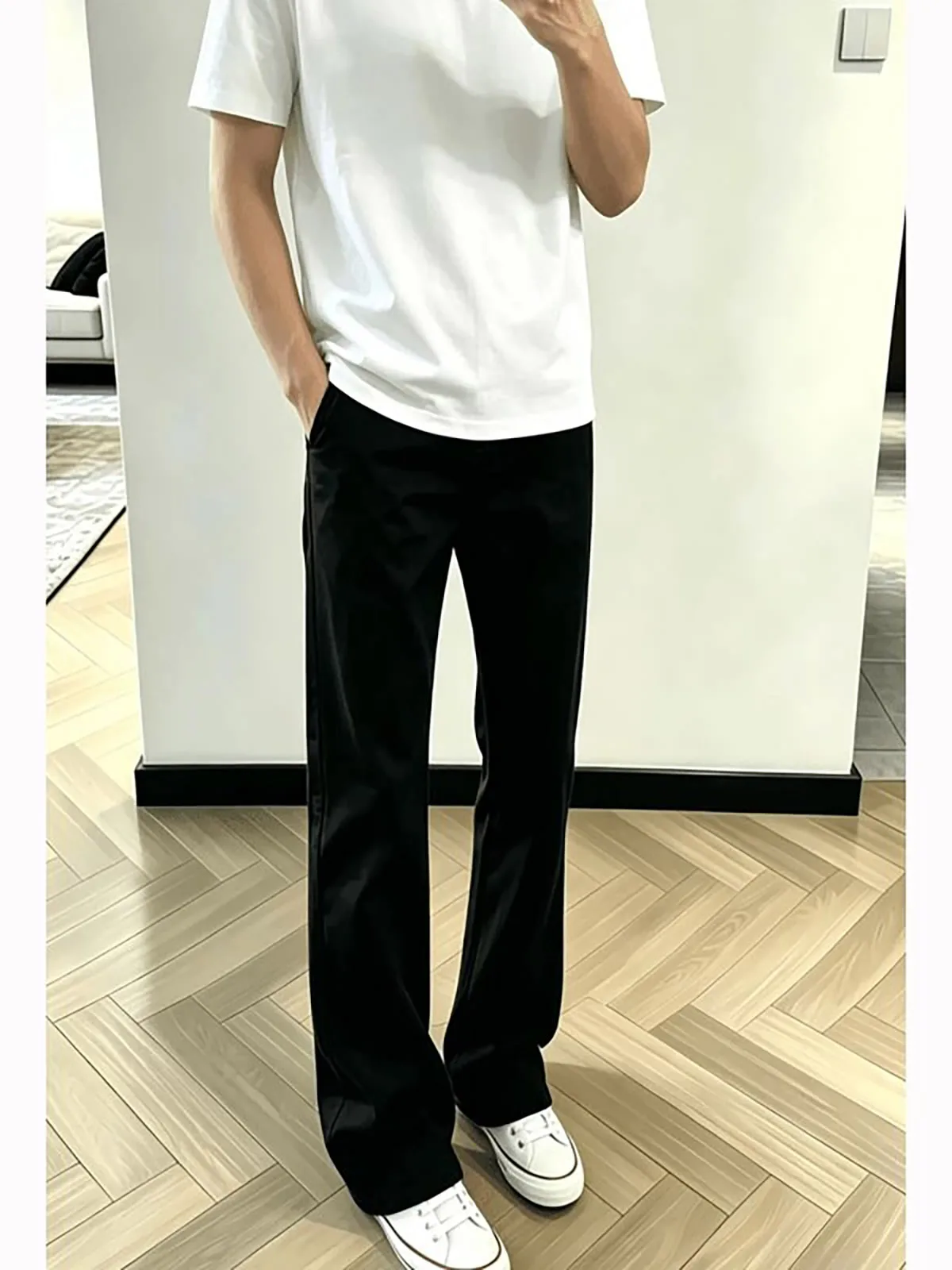 Black Straight Leg Jeans Men Women Wide Leg Pants High Waist Slim Fit Youthful Style Casual Wear Summer Season No Ironing Needed