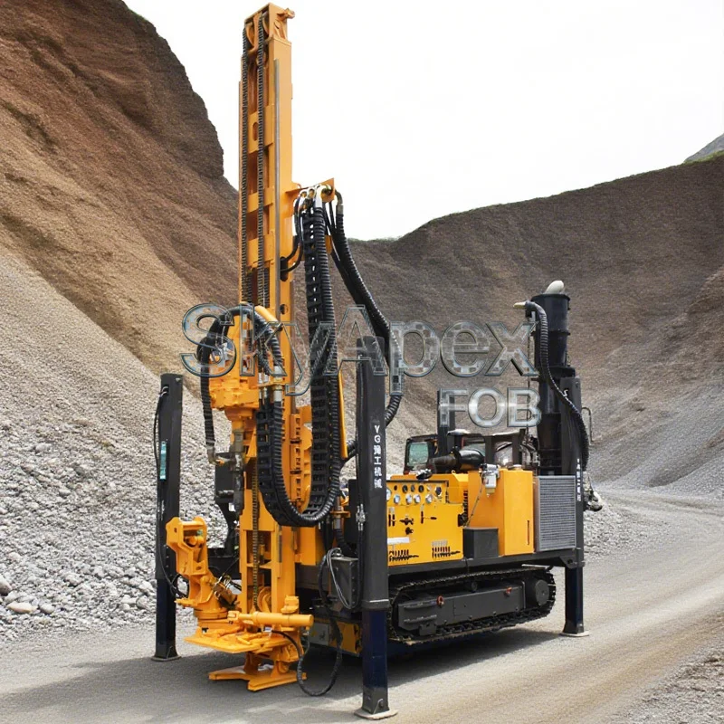 Foreuse pneumatique de type chenillé pour puits d'eau, machine de forage de roche à marteau fond de trou (DTH) pour la gestion de l'irrigation des terrains de golf FOB