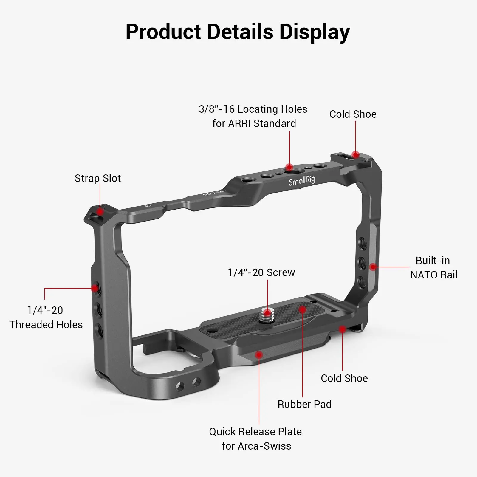 SmallRig for Sony ZV-E10 Cage with Built-in Quick Release Plate for Arca-Swiss and Cold Shoe for Sony ZV-E10 Camera Case -3531B