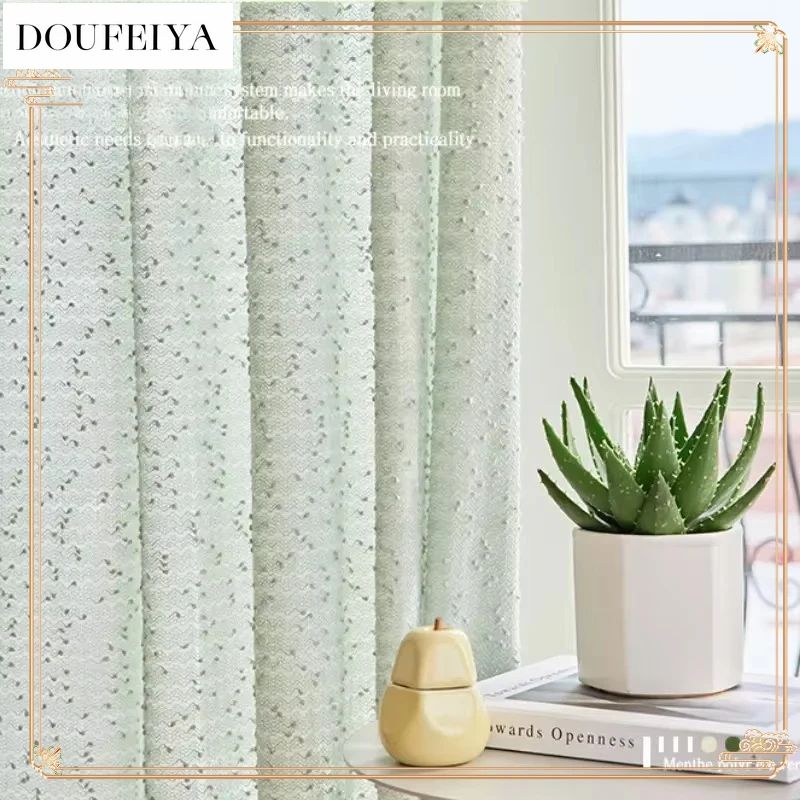

Green Fresh Blackout Tulle Curtains for Living Room Bedroom Dining Room Gauze Sheer Tulle Elegant Fashion Simple Lace Decoration