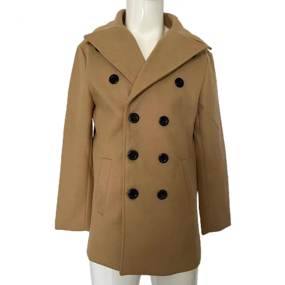 

Medium-length Autumn New Trendy Korean Version Woolen Overcoat Slimming Smooth Doubled-buttoned Trench Coat For Men