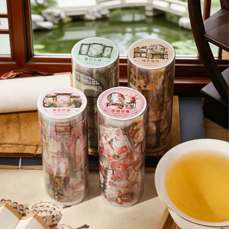 10cm*2m Four Seasons Lovely Scenery Pattern Tape Sticker Set for Handmade Photo Album Scrapbooking Art Craft Journal Decor Paper