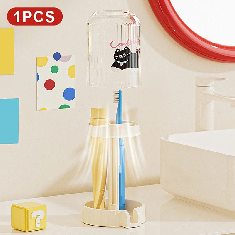 Dopamine Electric Toothbrush Holder With Rinsing Cup Bathroom Countertop Storage Rack Toothbrush Holder With Dust Cover