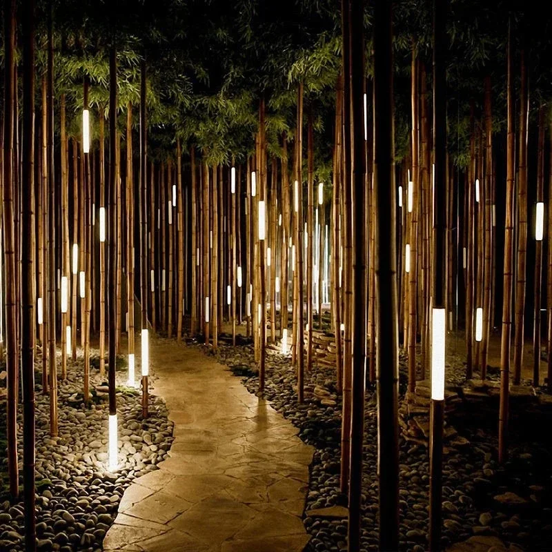 Lampada da esterno in bambù simulato impermeabile Lampada decorativa per illuminazione paesaggistica della villa scenica del parco