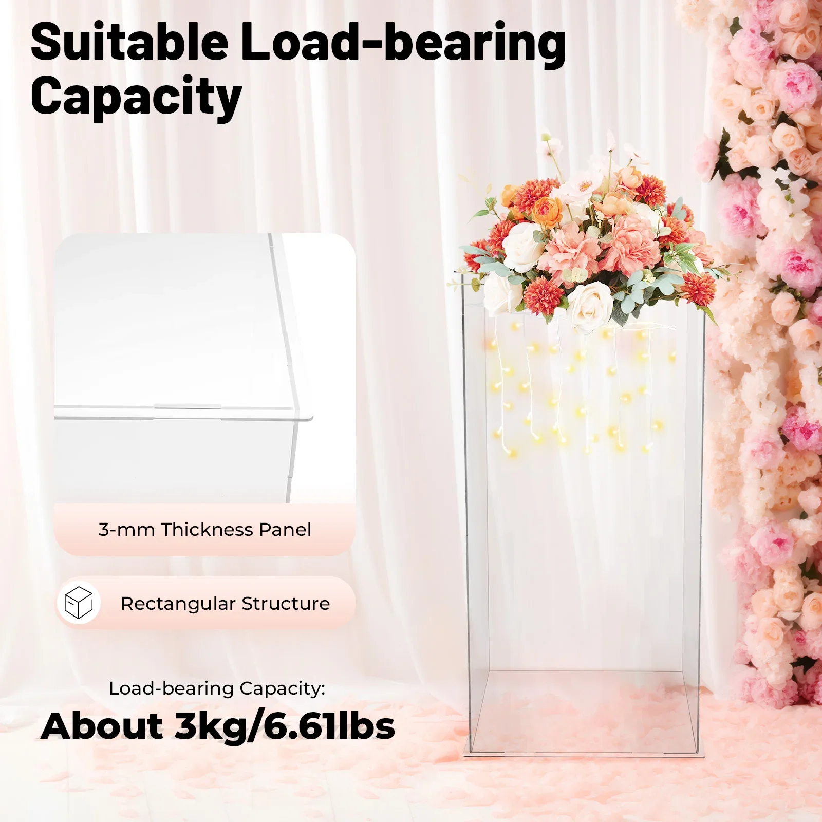 

Clear Acrylic Display Case for Action Figures 12x12x24in Collectible Showcase with 3mm Reinforced Panels & 6.61lbs Capacity