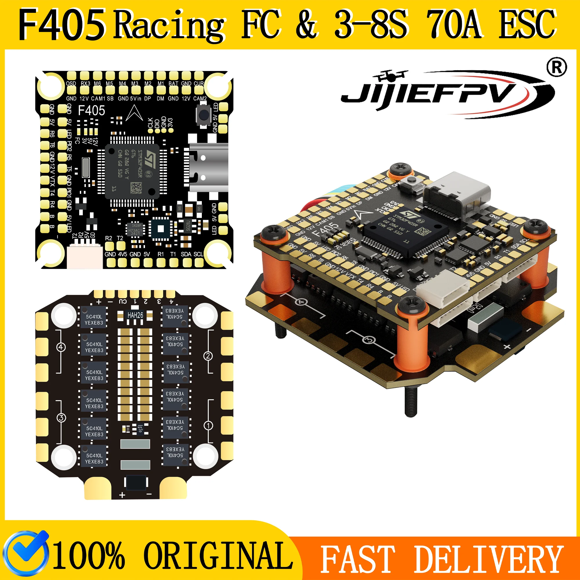 Image of DAKEFPV F405 55A Stack 30,5X30,5mm ICM42688P BLS55A 4in1 ESC 3-6S FC&ESC INav Betaflight Konfigurierbar