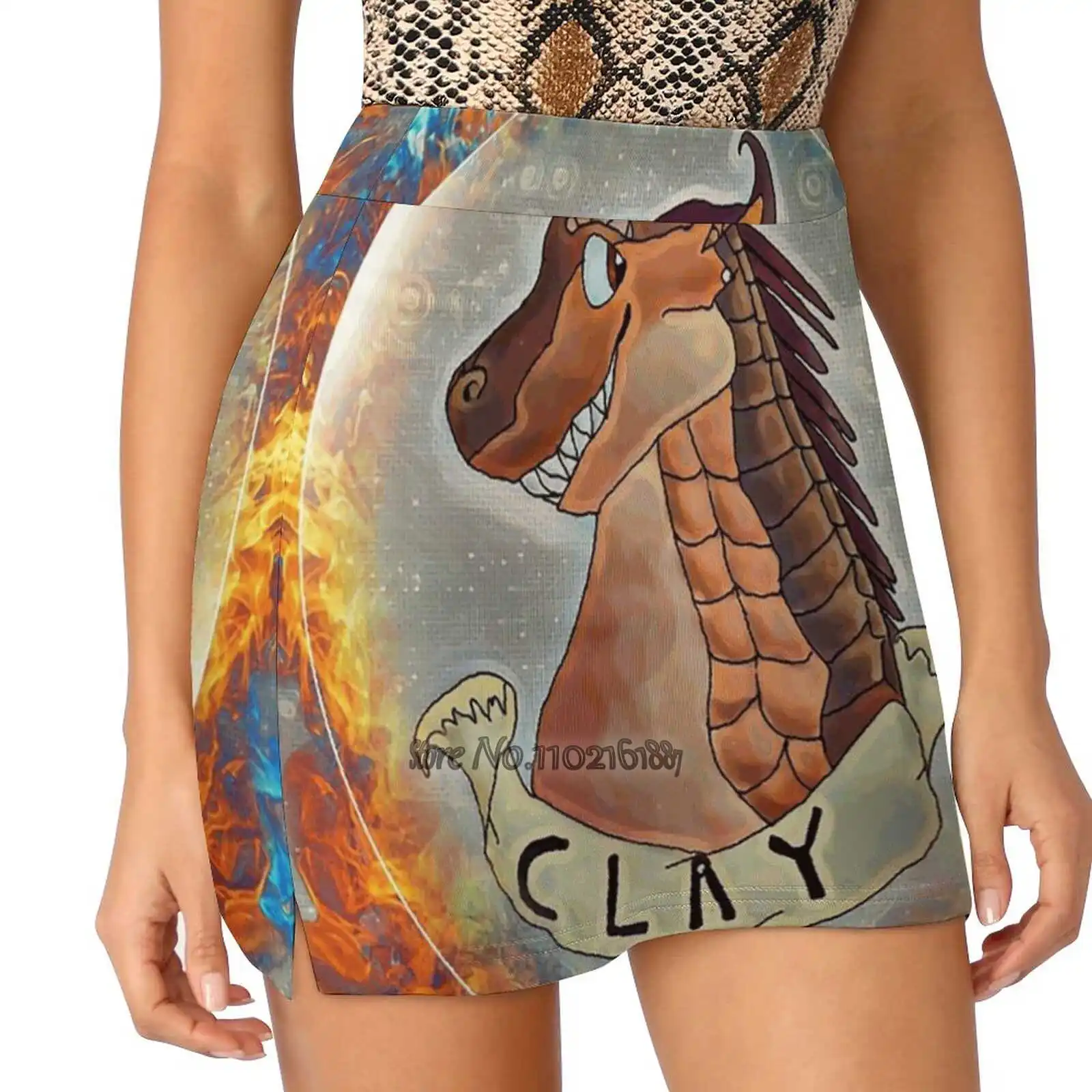 

Of Fire Inspiration! Clay The Dragon By L Gottshall Women Mini Skirt Two Layers With Pocket Skirts Sport Fitness Running Skorts