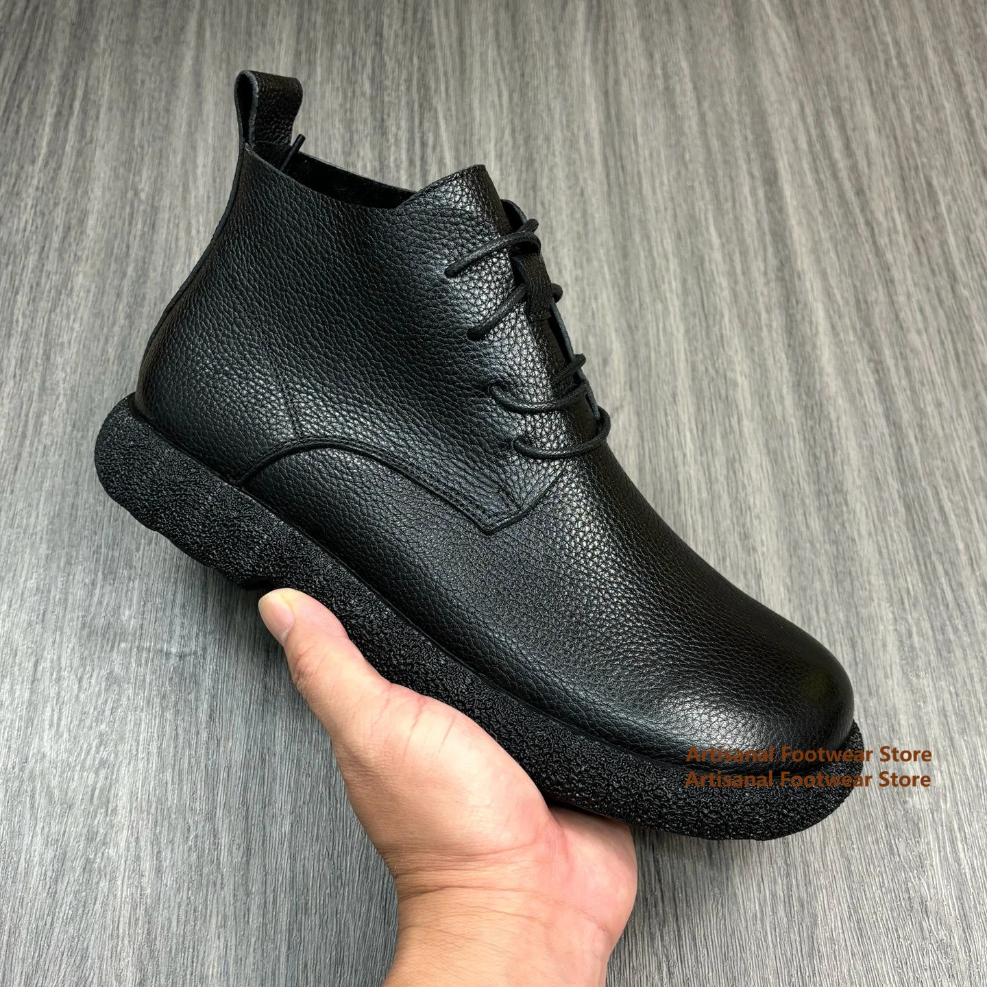 Men's Black Leather Lace Up Ankle Boots Soft Thick Sole Business Casual Short Boots Trendy Autumn/winter Men's Boots