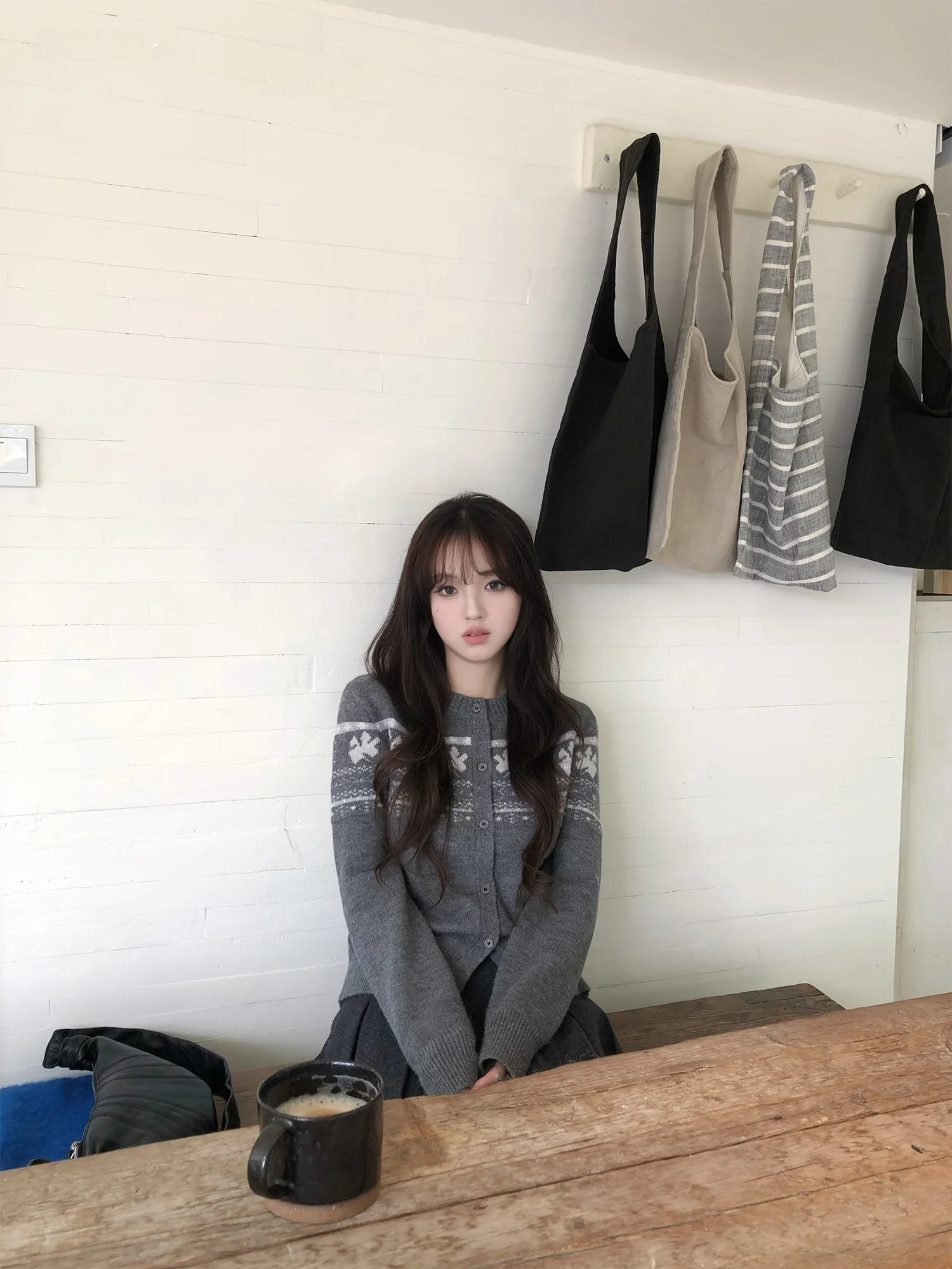 

Neurcz Women's round Ne ort Fit Sweater Fair Isle Cardigan Slimming Lazy Sle Autumn Winter Faion Commute Sle Long S...