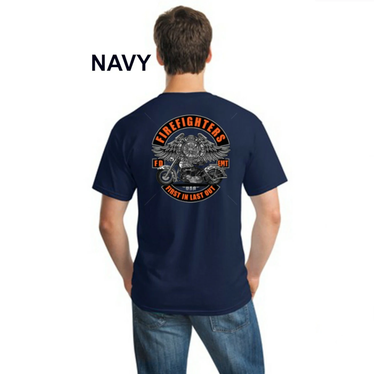 Biker Firefighter First Responder Classic American Motorcycle T-Shirt 100% Cotton O-Neck Short Sleeve Summer Casual Mens T-shirt