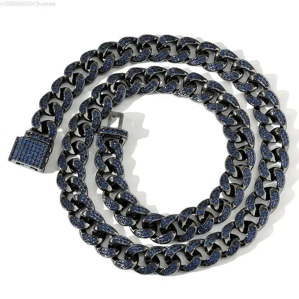 

BES 12mm Hip Hop Jewelry Iced Out Cuban Link Chain Necklace Diamond Cuban Link Chain Men