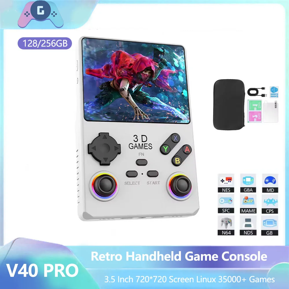 

V40 Pro 3.5 Inch IPS Screen Portable Mini Console Handheld Game Console 40000 Games video game portáti Supports for NES FC SNES