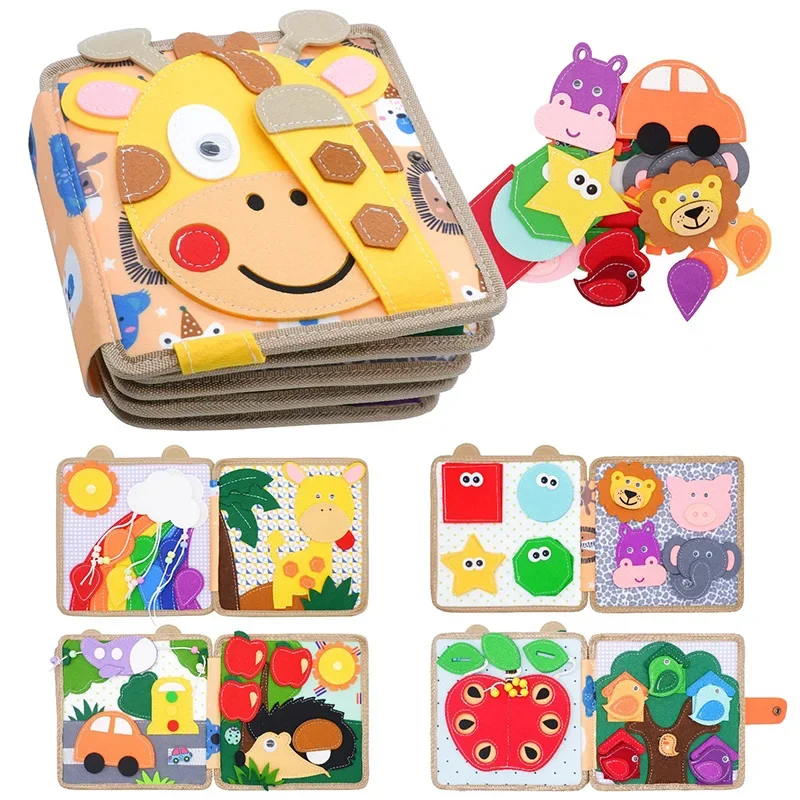 

Жираф из фетра для малышей, тихая книга, моющаяся цветная форма, сенсорная мелкая моторика, портативная дорожная головоломка, игрушки, подарок