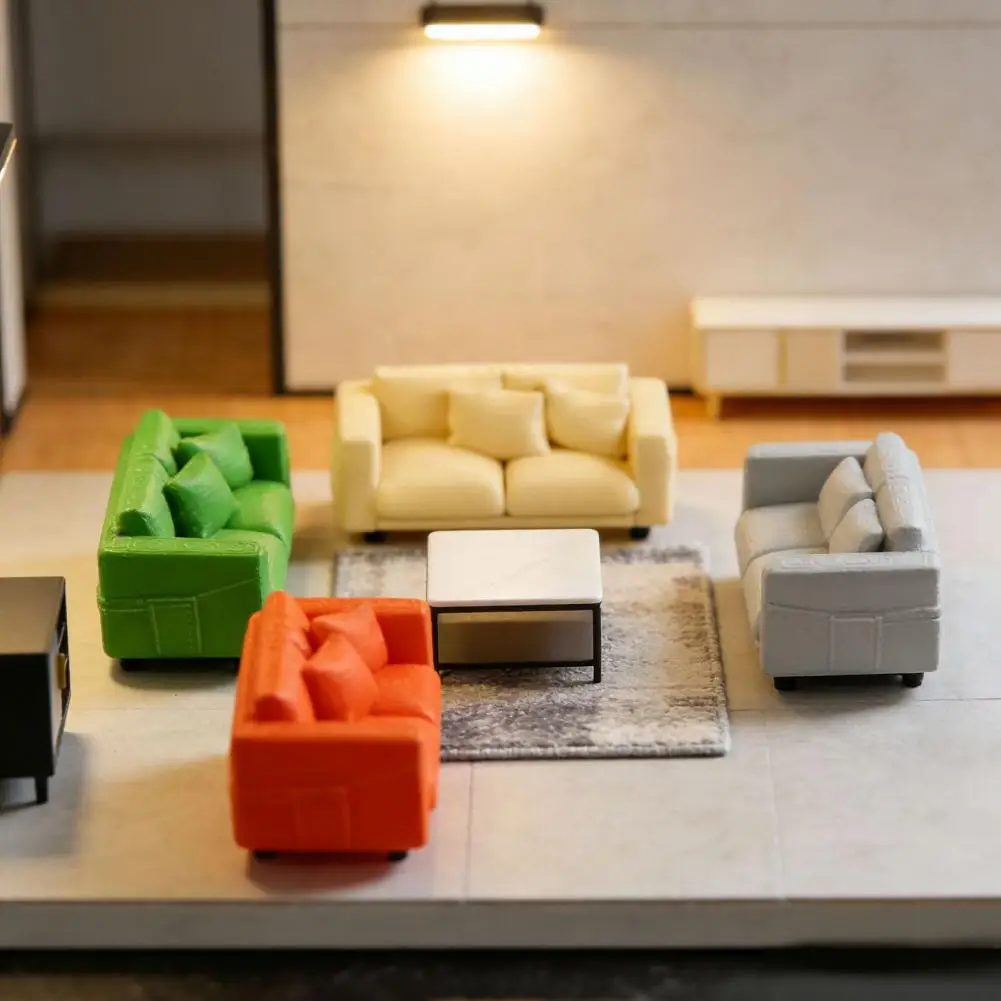 Miniature Couch Doll Mansion Furniture Miniature Loveseat Couch for Dollhouse Realistic 1/12 Scale Tiny 2-seater Sofa Mini