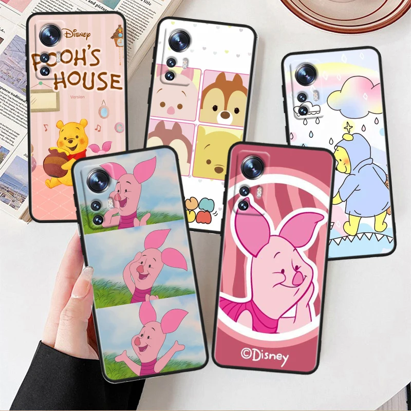 Disney Piggy Pijie For Xiaomi Mi 13 12T 12S 12X 11i 11X 11T Play HyperCharge Lite Ultra Pro Black Soft Phone Case