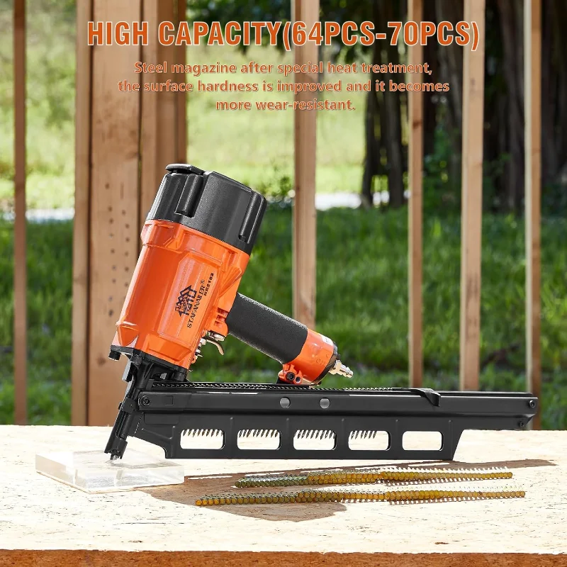Профессиональный гвоздезабивной прибор с 21-градусным стальным журналом, пневматический гвоздезабивной пистолет с обрамлением, от 2 до 3-1/4 дюйма