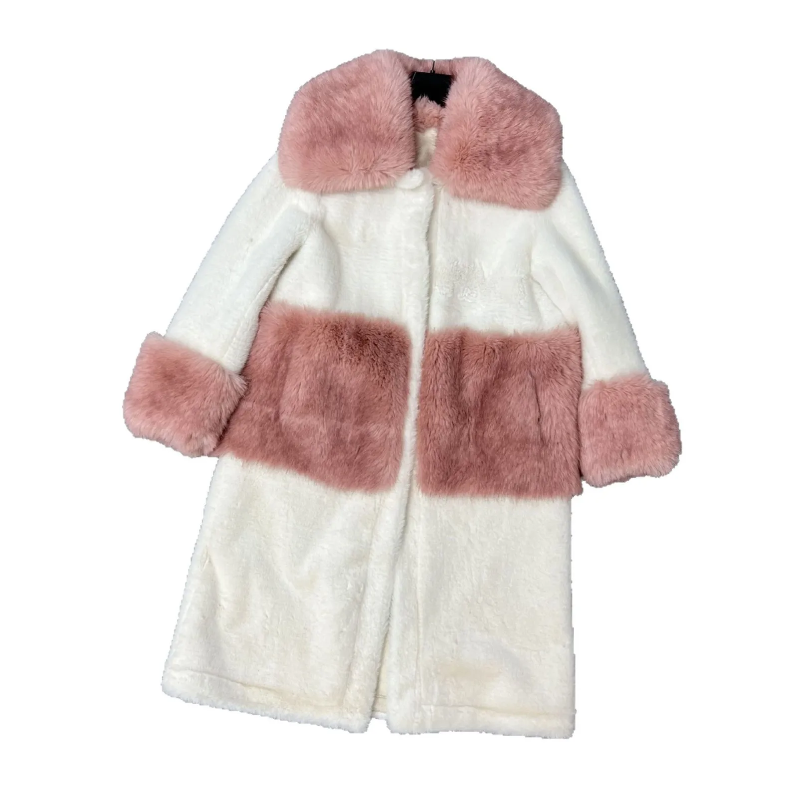 2025 شتاء جديد تقليد معطف فرو المنك سميكة الدافئة اللون كتلة الكورية نمط سترة فضفاضة للنساء معطف طويل فو الفراء