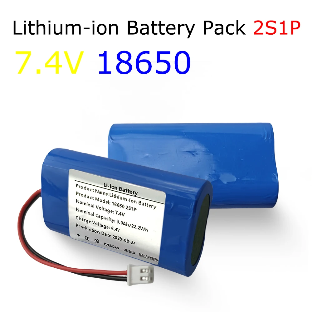 2S1P 18650 7.4V 3000mah  Rechargeable Li-ion Battery Pack For Suitable  Camera Electric Toy LED Lighting Backup Power Built-i