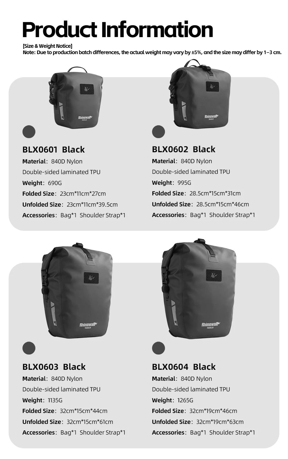 Rhinowalk Fahrradtasche, Schnellverschluss, wasserdicht, Fahrradträger, Seitentasche, Gepäcktasche für Rennrad, MTB, Touren und Klappfahrrad – Detail 18