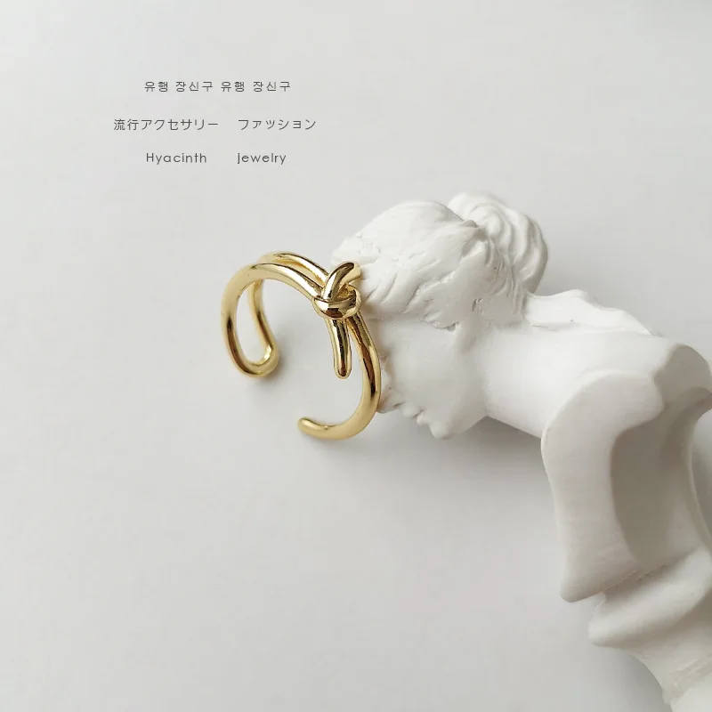 

Chic and Simple Gold-plated Knot Ring with Double-layer Index Finger Ring Design in Minimalist Style for Women