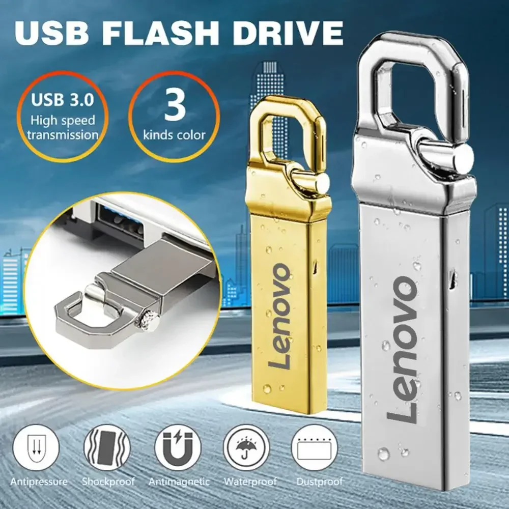 แฟลชไดรฟ์ USB Lenovo 2TB 1TB ของแท้, ความจุจริงทำจากโลหะหน่วยความจำแฟลชความเร็วสูงแฟลชไดรฟ์ทองของขวัญ