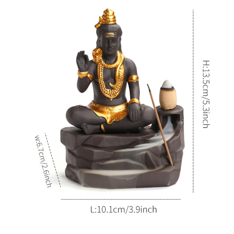 For Home Decoration Backflow Incense Burner Handmade Purple Clay Incense Stick Holder -No Incense 1pc Shiva Buddha  Ornaments