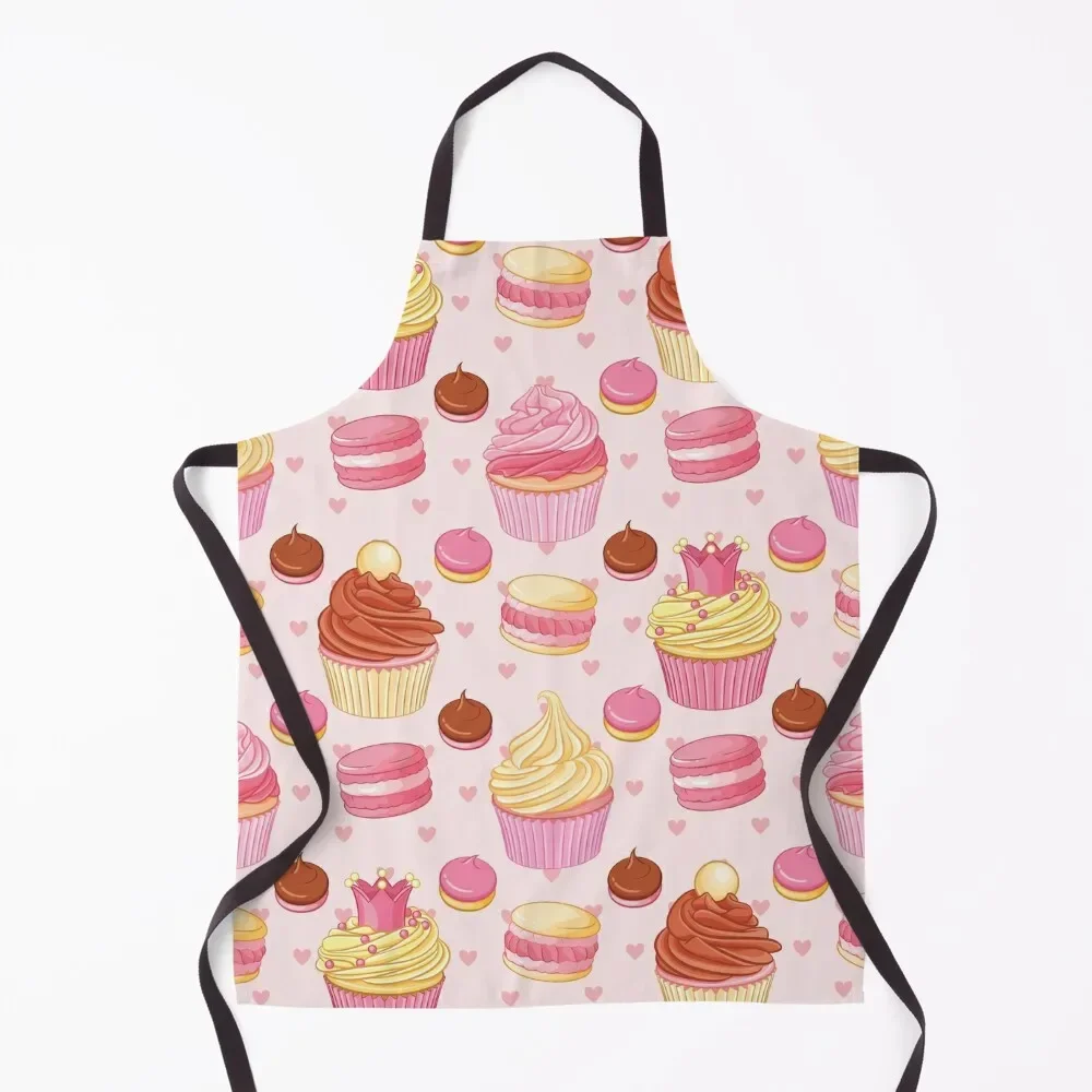 

Pink Retro Cupcakes & Desserts Apron Salon for women with pocket Kitchen accessories Apron