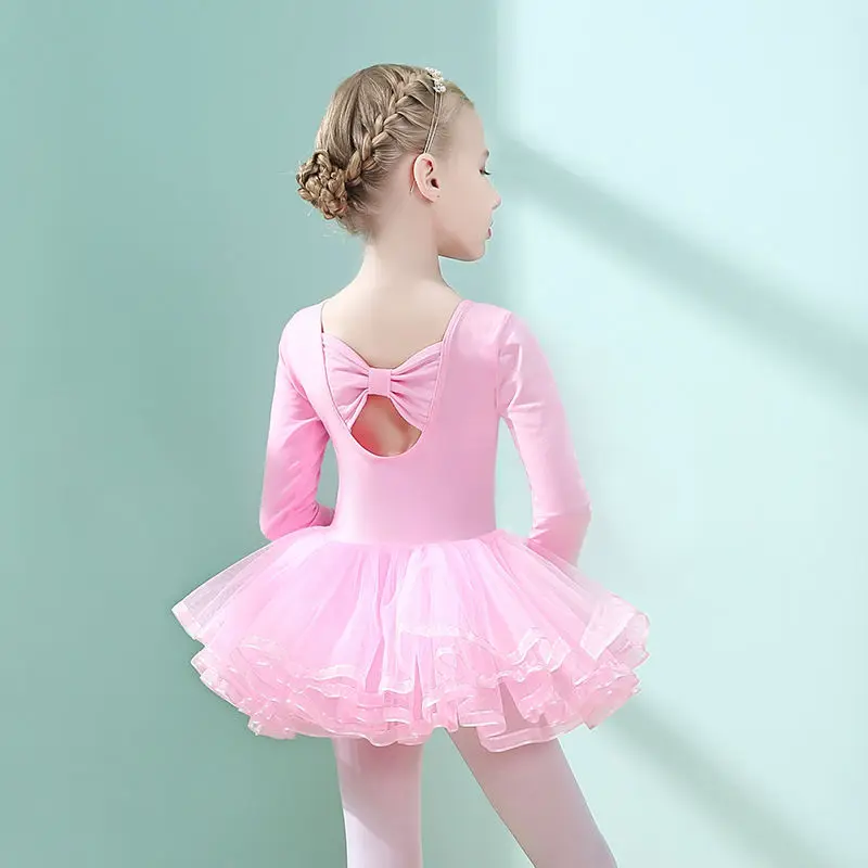 Leotardos con falda de tul para niñas y niños, trajes de Ballet de Lago de cisne rosa, vestido de tutú de Ballet