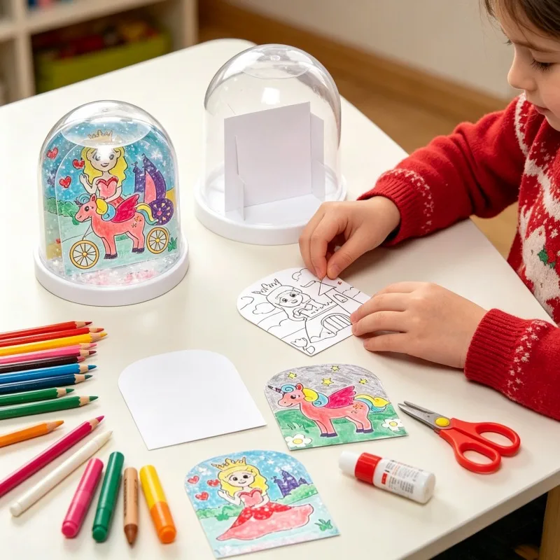 New DIY Christmas Snow Globe Photo Frame Kit Make Your Own Snowman Craft Decorations Easy Assembly Christmas Theme