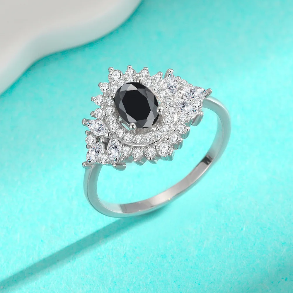 

Женское кольцо из стерлингового серебра 925 пробы Denier с муассанитом и бриллиантом, высококачественное модное кольцо с бриллиантами атмосферного цвета на 1 карат