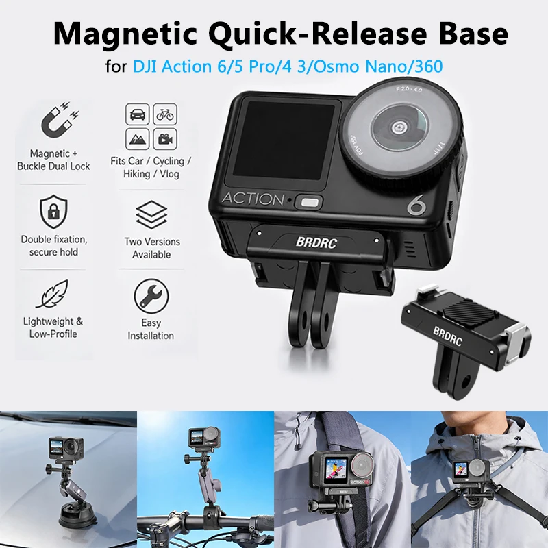 Magnetischer Adapter-Halter für DJI Action 6 5 4 3/Osmo Nano Schnellwechsel-Halterung für DJI Osmo 360 Kamera Stativ-Adapter Selfie